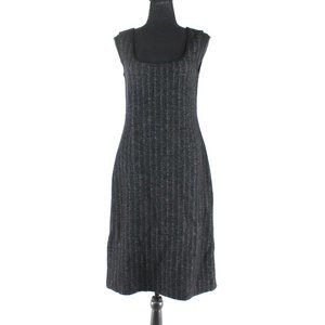 Brioni Virgin Wool Black Stripe Sleeveless Sheath Dress 44 Knee Length Jumper